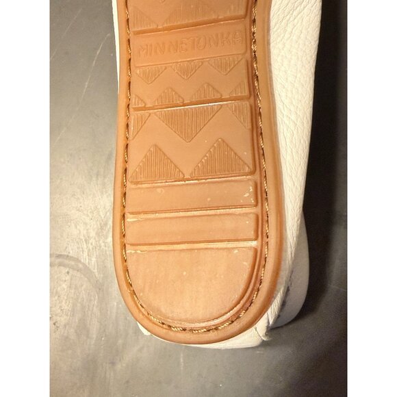 Minnetonka Deerskin Leather Gold Beaded Moccasins White Size 7.5/8 Rare Colorway - Picture 8 of 10